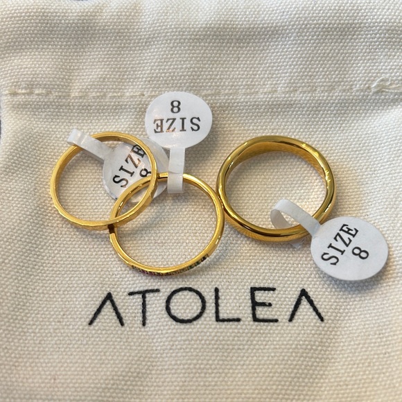 Gold and Multicolor Stone Ring Set - Picture 2 of 5